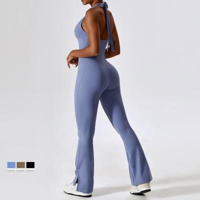 China Seamless Sleeveless Tight Beauty Back Yoga Clothes Dance Fitness Women Cargo Pants Gym Yoga Jumpsuit for sale