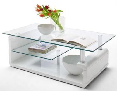 China New Modern Designer Coffee Table with Glass in White High Gloss for sale