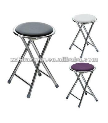 China Modern Round Folding Stool Seat In Black Purple And White Soft Padded Foldable Chair for sale