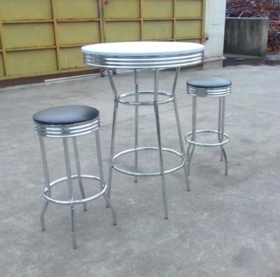 China BAR SET Retro 3 Piece Chromed Table and Bar Stool for sale