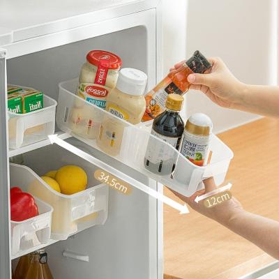 China Easy-to-Pull Three-Divided Refrigerator Fruits and Vegetables Sustainable Separation Easy-to-Pull Drawer Storage Box for sale