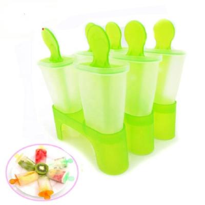 China 6 Grid Popsicle Box Creative Viable Ice Cream Tray Mold With Lid Popsicle Cooler Summer Ice Cream Plastic Mold for sale