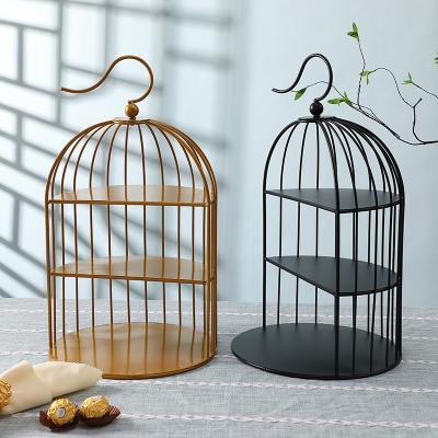 China Creative ceramic birdcage food rack display stand three-layer dessert table tray US20201004 for sale