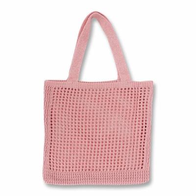 China Eco-Friendly Factory Amazon Women New Custom Core Fashion Knitted Large Tote Shoulder Bag Pink Color for sale