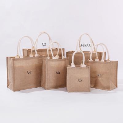 China Waterproof Burlap Tote Bag Laminated Interior Large Waterproof Jute Bags Tote Beach Bags for Mother Teacher Bridesmaid Wedding Shopping for sale