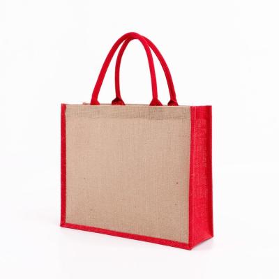 China Customized Logo Jute Tote Bag Color Waterproof Blank Jute Shopping Bag Eco Friendly Advertising Gift for sale