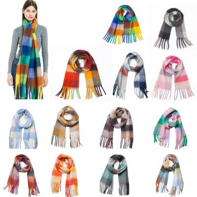 China 2022 New Winter Plaid Scarf Women's Eco-friendly Thickened Shawls Autumn Winter Warm Tassel Long Scarf for sale