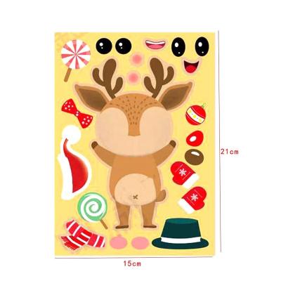 China Eco-Friendly Education Children's Toy Stickers DIY Santa Claus Snowman Elk Puzzles Children Christmas Cartoon Stickers for sale