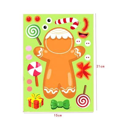 China 2022 Hot Sale Eco-friendly Santa Claus Snowman Elk Cartoon Christmas Stickers Make-a-face Kids DIY Stickers for sale