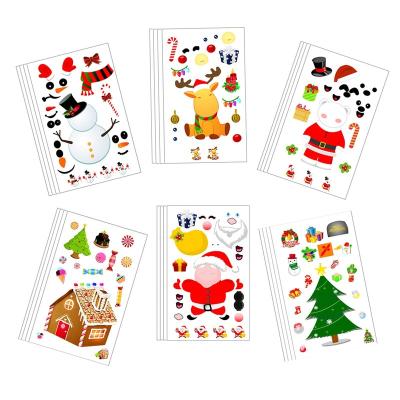 China Eco-Friendly Removable Transparent Festival Adhesive Cartoon Christmas Round Packaging Labels Face Stickers For Kids for sale