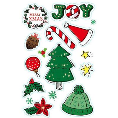 China Lovely Christmas Design Eco-friendly Peel off Custom Coated Wrapping Paper Self Adhesive Toy Label Sticker Sheets for Kids Gift for sale