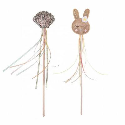 China Eco-Friendly Rabbit Magic Stick Easter Magic Wand Fairy Stick Felt Shiny Prop Shell Shaped Princess Stick Christmas Cosplay for sale