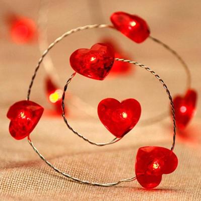 China Red heart shaped string lights twinkle fairy lights great gift ideas for wedding, birthday, valentines day decorations for sale