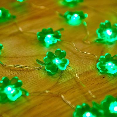 China String Lights Green Lucky Shamrock Clover String Light Irish Green Four Leaf Clover Decoration 10ft 40 LED for sale