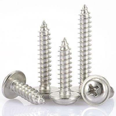 China Hot Sale Stainless Steel Wafer Head Cross Recessed Tapping Screws Pan Head With Gasket Screws for sale