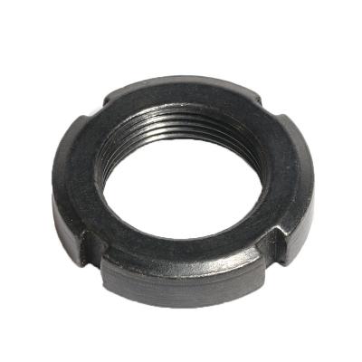 China Heavy Industry High Quality High Strength Carbon Steel Black Round Slotted Anti-loosening Lock Nut GB878 for sale