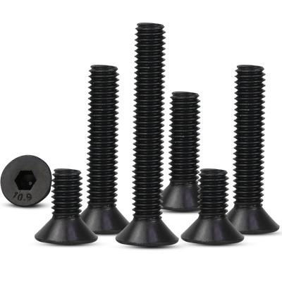 China Black Oxide Finish Alloy Steel Flat Cap Grade 10.9 Countersunk Hex Head Socket Screws for sale