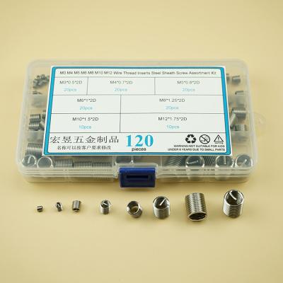 China Around 120 pieces/set m3-m12 wire repair slotted self tapping screw stainless steel wire sheath combination border box zu verkaufen