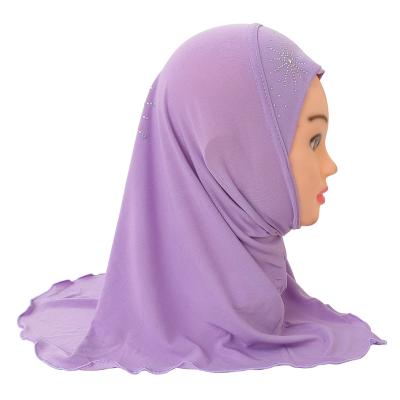 China Muslim crystal snap hijab children kids hemp girls hijab soft crystal islamic hijab short long material for kids for sale