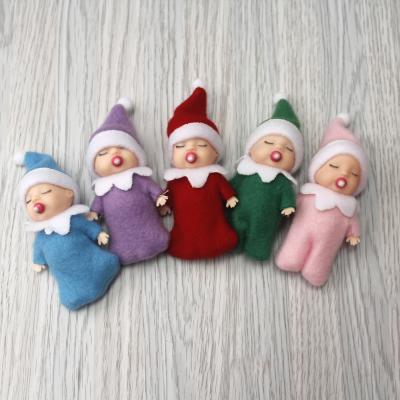 China Mini Cute Christmas Elf Babies With Arms Legs Doll Sleeping Baby Elves Dummy Movable Dolls For Christmas Decoration for sale