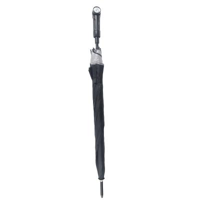 China Folding black umbrella with long flashlight handle for sale