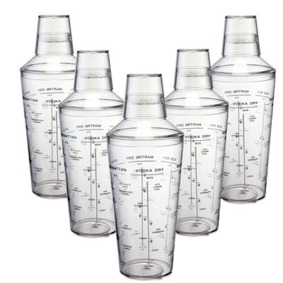 China Portable 14oz Cocktail Shaker Stocked PC Printed With Recipes Martini Shaker Double Measuring Jigger Leak-Proof Lid Outside for sale