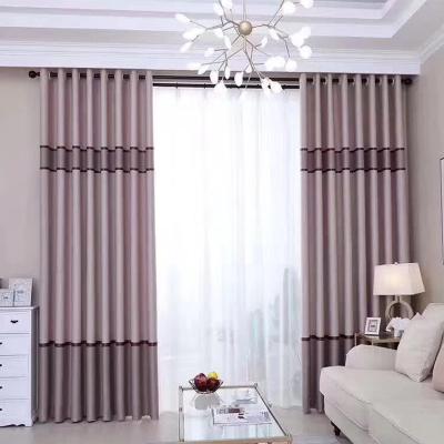 China Blackout Factory Hot Sale Wholesale Cheap Price Embossed Blackout Stripe Curtains For Living Room for sale