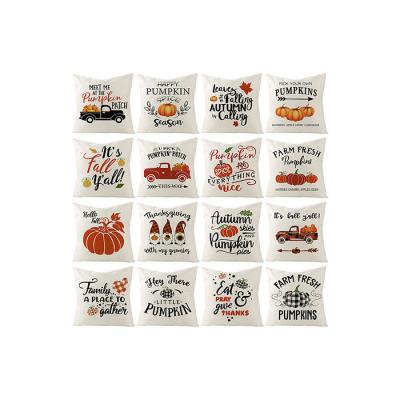 China Wholesale Cheap Autumn Pumpkin Cushion Cover Thanksgiving Day Pillow Case Printing Autumn Canvas Printed Canvas Cover for sale