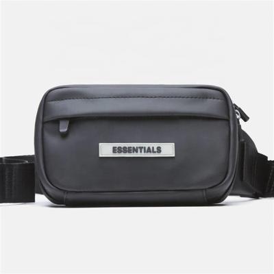 China Black Women Men Water Proof Travel Bag Shoulder Bag Two Line Pocket Cell Phone Anti-theft Chest Messenger Leather Bag for sale