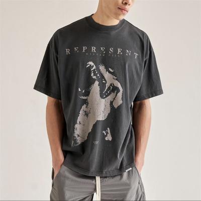 China 2022 summer men's QUICK DRY loose high street REPRESENT the main wolf print cotton short-sleeved T-shirt for sale