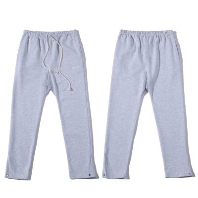 China Autumn Retro Solid Color High Street Drawstring Button Gray Pants Breathable Alphabet Embroidery Sweatpants Men's Casual Pants for sale