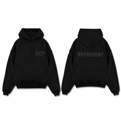 China High Street Men's High Street Sports Casual Loose Breathable Hoodie Sweatshirt Autumn Custom Printed Oversized Terry Logo Black Pullover Tops for sale