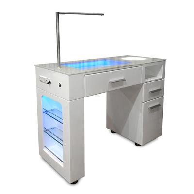 China Wholesale Modern Nail Table Salon Furniture Nail Dryer Art Manicure Nail Table TKN-125L With Cabinets for sale