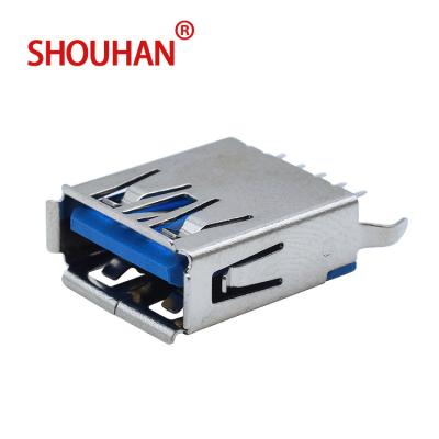 China USB USB Connector USB 3.0 DIP Type With Foot 13.7mm Angled Blue Inner USB Female Seat for sale