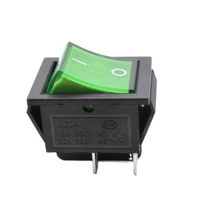 China HOT Black And Green On/Off Rocker Switch AC 16A 33*25MM Pin DPST 250V SALE KCD4 Push Button 4 T85 Rocker Switch for sale