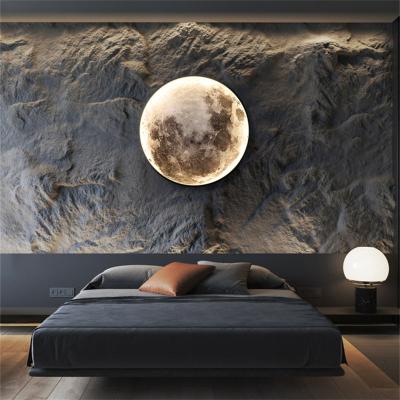 China Modern Decoration New Design Bedroom Background Wall Living Room Indoor Lighting Decorative Bedside Lights Modern LED Moon Wall Lamp for sale