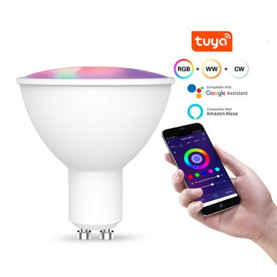 China 5w gu10 Google new product residential app tuya dimmable color changing led light bulb with wifi remote control for sale