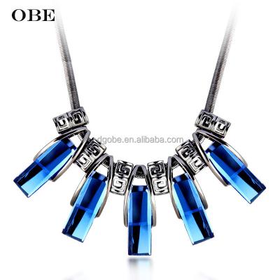 China New fashion wholesale crystal chunky OBE statement necklace in china beaded large costume jewelry female necklace for sale