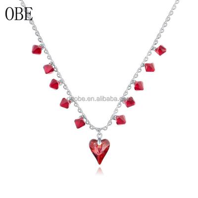 China Brand new fashion crystal hot sale OBE heart shape ladiesnew design red luxury necklace for sale