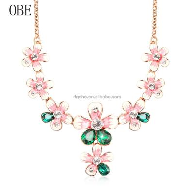 China Brand New Arrival Fashion OBE Flower Shape Crystal Costume Jewelry Long Chain Necklace for sale