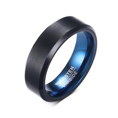 China Wholesale TUNGSTEN 6mm Ring Wide Sipmle Black Fashion Tungsten Carbide Steel Ring for sale