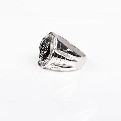 China Retro punk titanium stainless steel ring with diamond skull ring is a hot selling 316 titanium black steel ring for men for sale