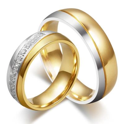 China 2019 OBE Width 6mm Titanium Stainless Steel 316L Gold Plated 18k Wedding Couple Rings Wholesale for sale