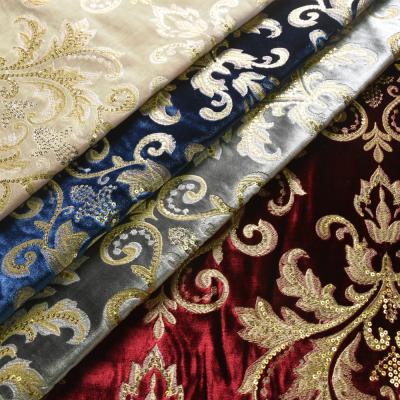 China New Anti-static Home Textile Wholesale Velvet Luxury Sequin Upholstery Fabric For Sofa Furniture for sale