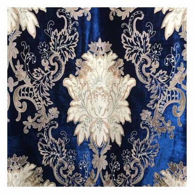 China Customized flame retardant polyester decorative living room bead beaded luxury moroccan embroidery velvet curtain fabric for sale