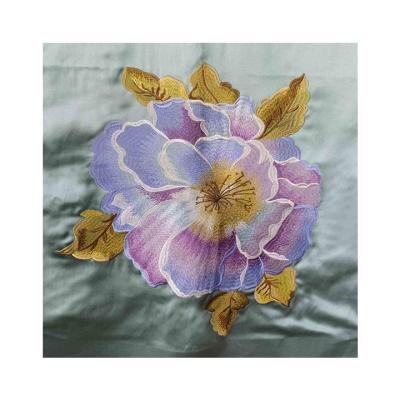 China CF9210A Polyester Anti-static Elegant Viscous Embroidery Floral Satin Fabric For Sofa Furniture for sale