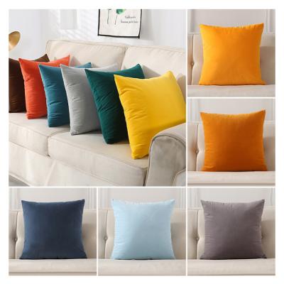 China Wholesale Home Decorative Sofa Throw Pillow Case Soft Anti Dust Mite Solid Velvet Cushion Cover for sale