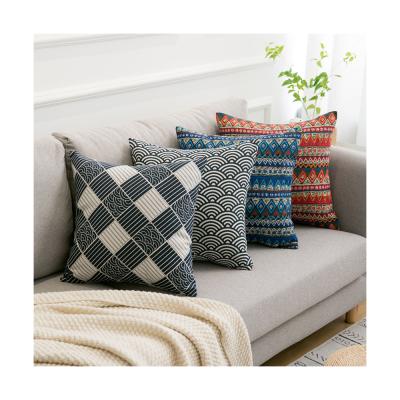 China Anti Dust Mite Stretching Decorative Stripes Linen Pillow Case Simple Geometric Cushion Cover For Sofa for sale