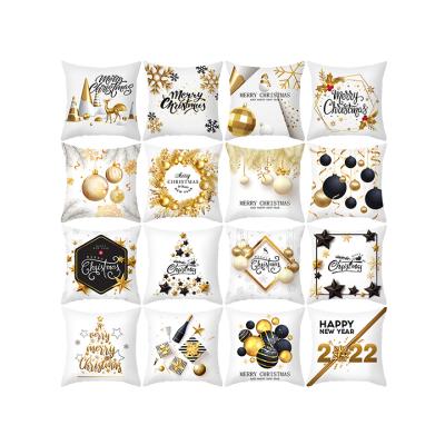 China New Design Christmas Platinum Gold & Digital Printing Custom Anti Dust Mite White Luxury Throw Pillow Covers Cushion Covers for sale