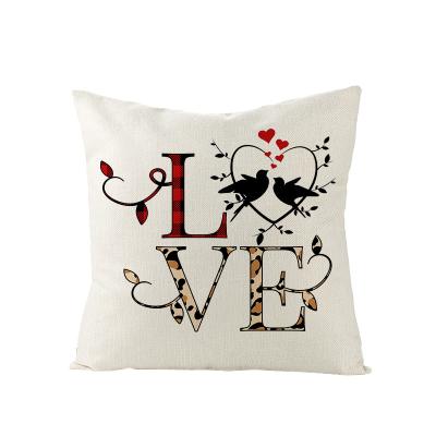 China Love Printed Canvas Sofa Cushion Cover Nordic Bedroom Sofa Lattice Valentine's Day Throw Pillowcase Gift Love Anti Dust Mite for sale